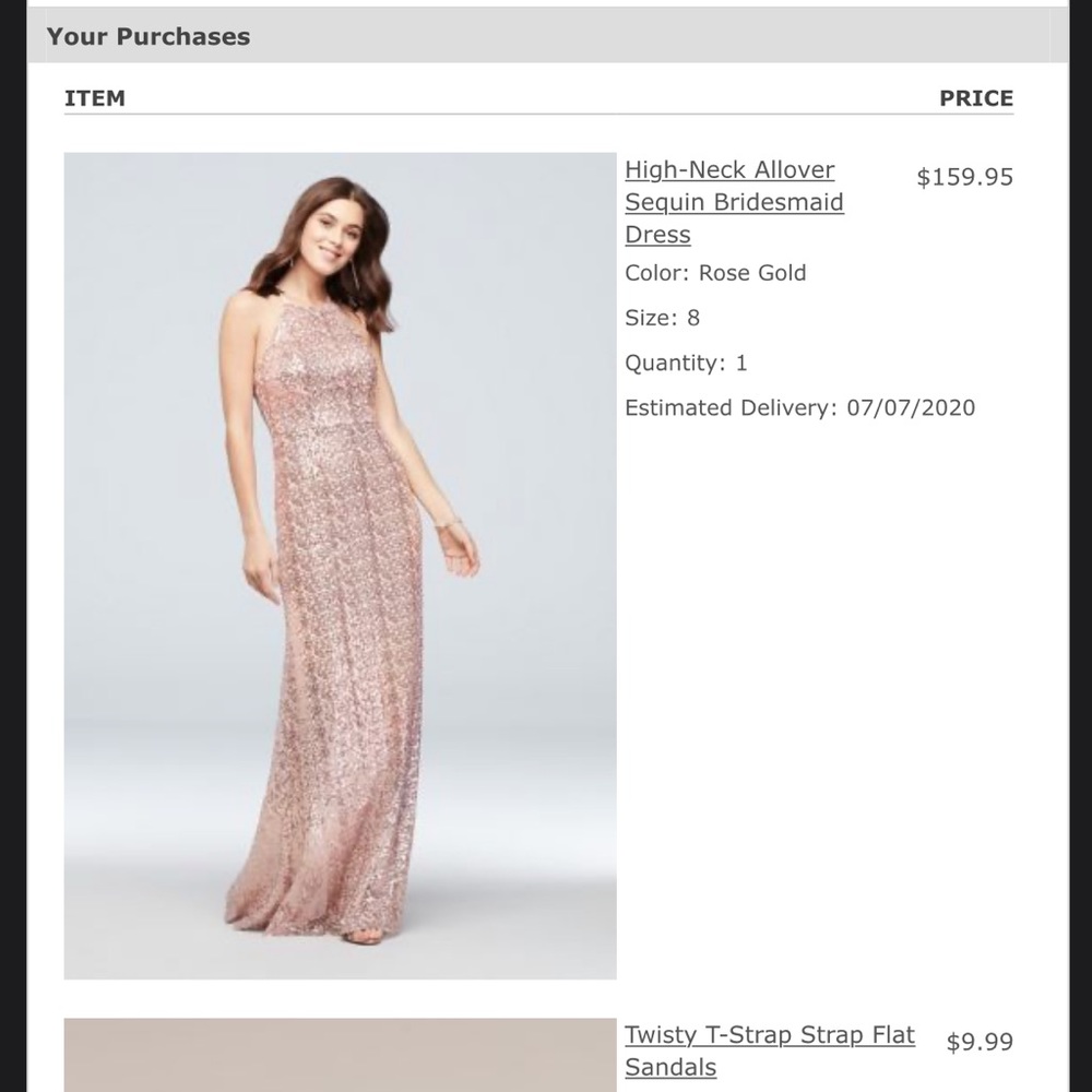 David’s Bridal - High-Neck Allover Sequin Bridesmaid Dress